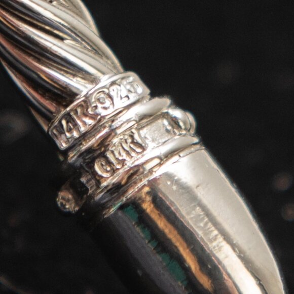 14K White Gold + 925 Sterling Silver Cable Buckle Bracelet Designer Style - Picture 8 of 9